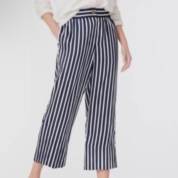 J. Crew Pants - J Crew Pull-on crop pant in stripe Pant Navy Blue White